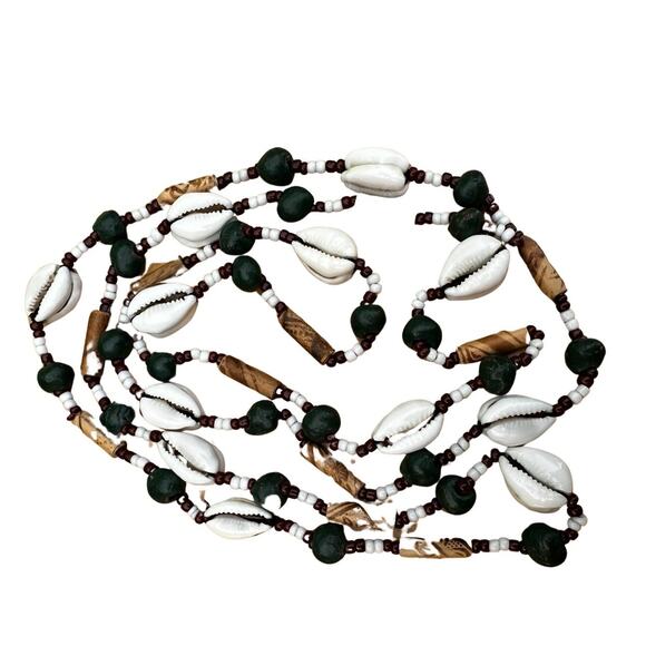 Long Beaded Cowrie Shell Necklace - Picture 1 of 4